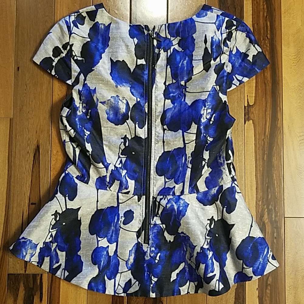 🌟🆕Kensie Blue Floral Peplum Top - Picture 5 of 6